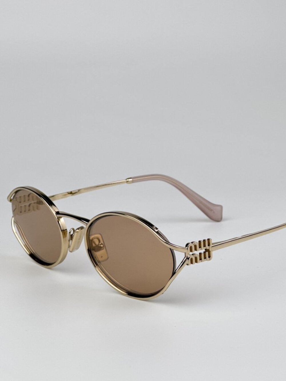 Miu Miu MU52YS ZVN20F BRAND NEW Sunglasses Pink Gold Mirror Silver Oval Unisex - Picture 9 of 14
